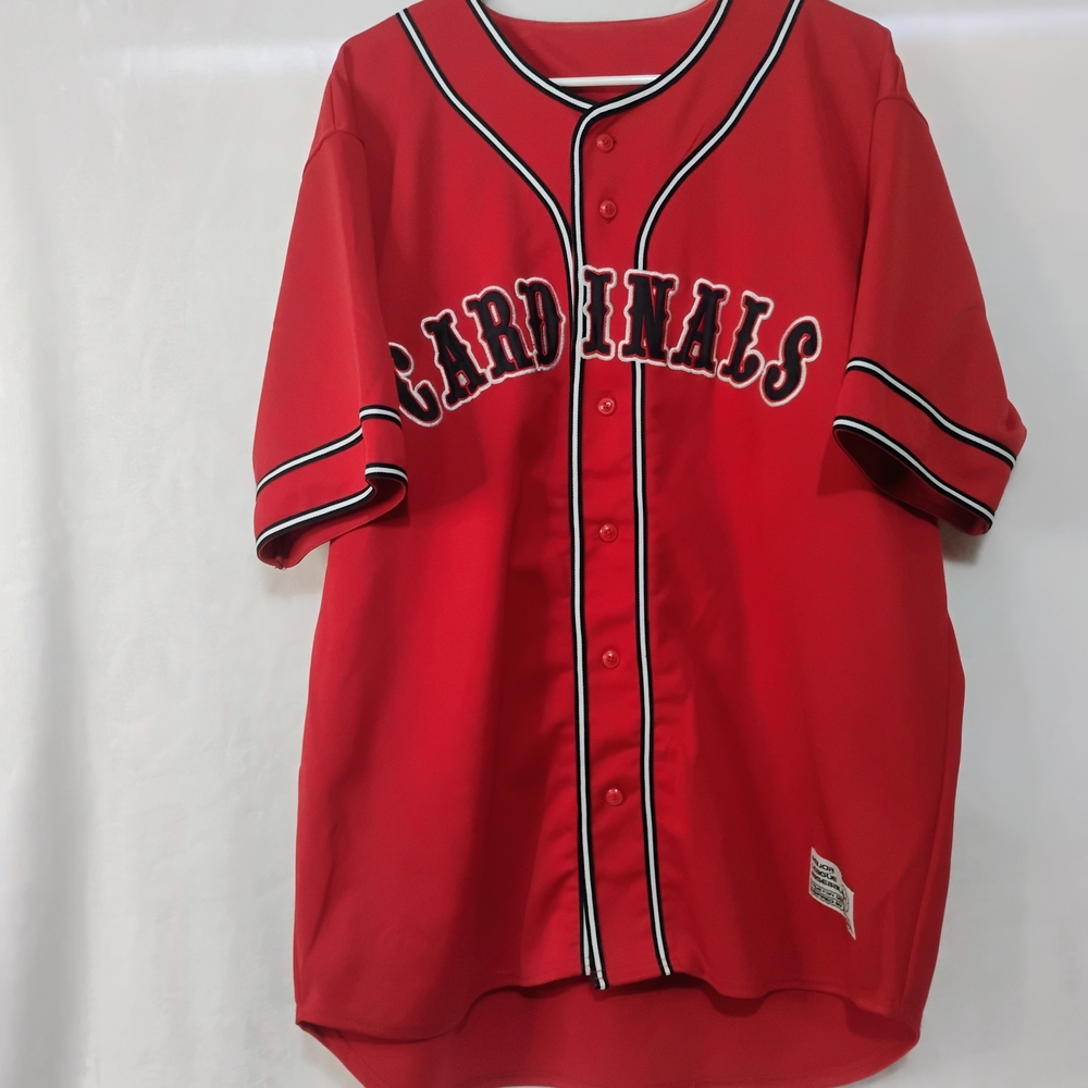 Vtg St Louis Cardinals Red Baseball Jersey True Fan Mens Large Button MLB I